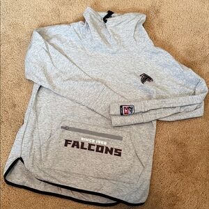 Atlanta Falcons Gray Cowl Neck Running Workout Pullover Zipper Pocket Thumb Sz M
